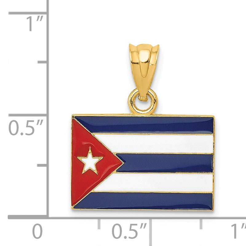 14k Enameled Cuba Flag Pendant K1765