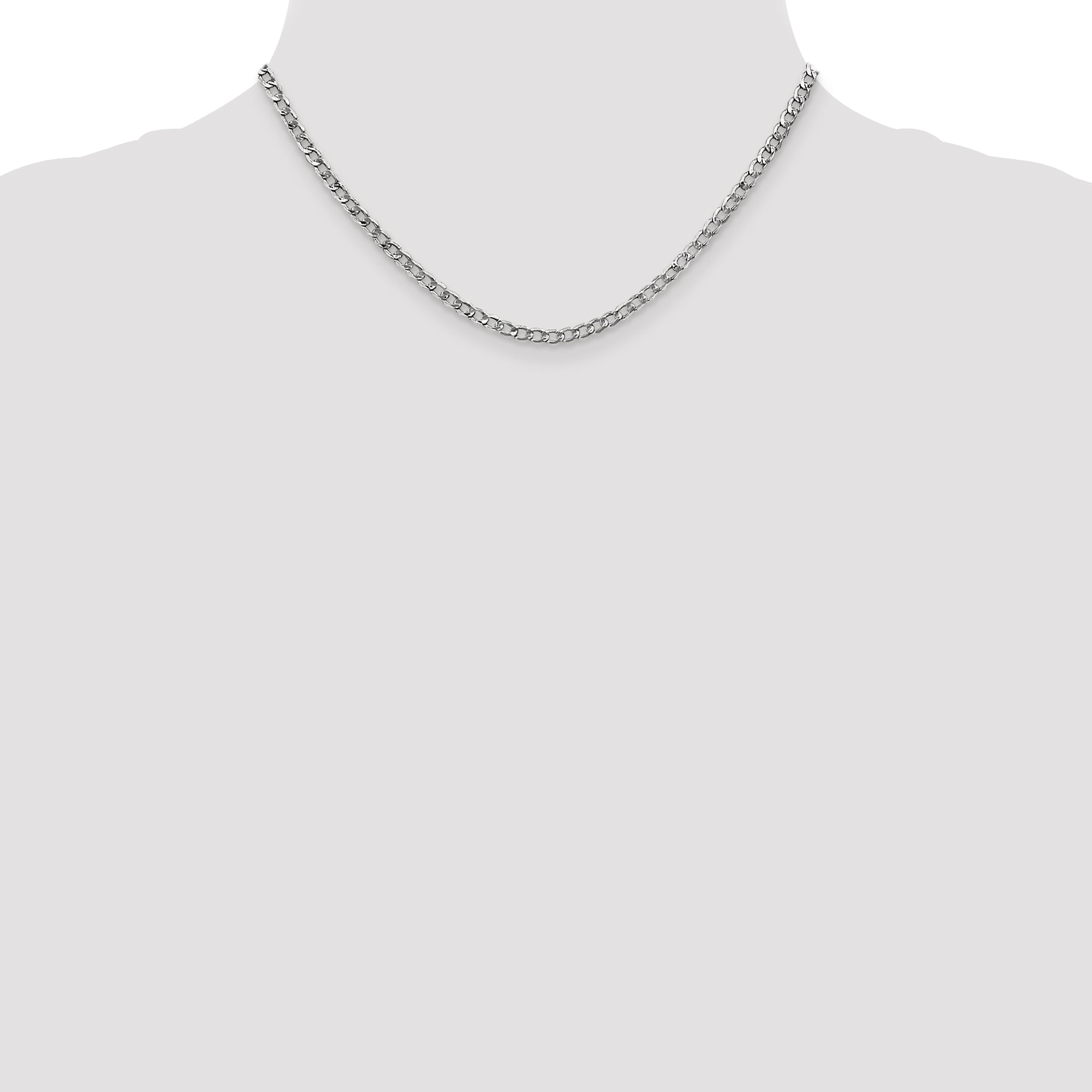 14K White Gold 10 inch 3.35mm Semi-Solid Curb with Lobster Clasp Anklet BC103