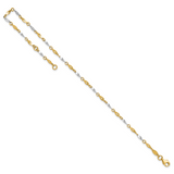 14K Two-Tone Polished Twisted Link 9 inch Plus 1 inch Extender - Total 10 inch Anklet ANK280