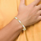 14k Two-tone High Polished 7.4mm Fancy Bar Link 8.5 inch Mens Bracelet GB246