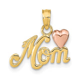 14k Two-tone MOM with Heart Pendant K1427