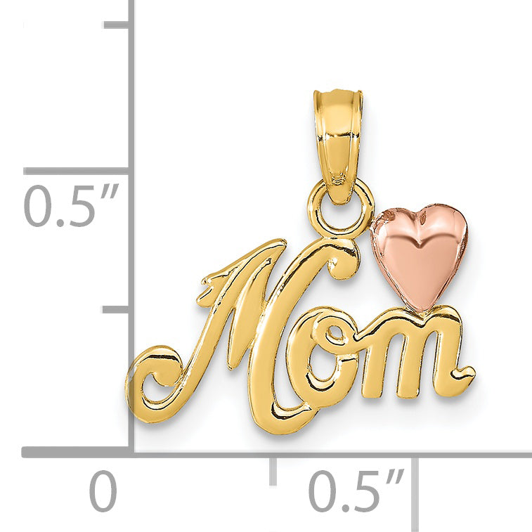 14k Two-tone MOM with Heart Pendant K1427