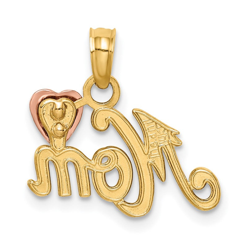 14k Two-tone MOM with Heart Pendant K1427