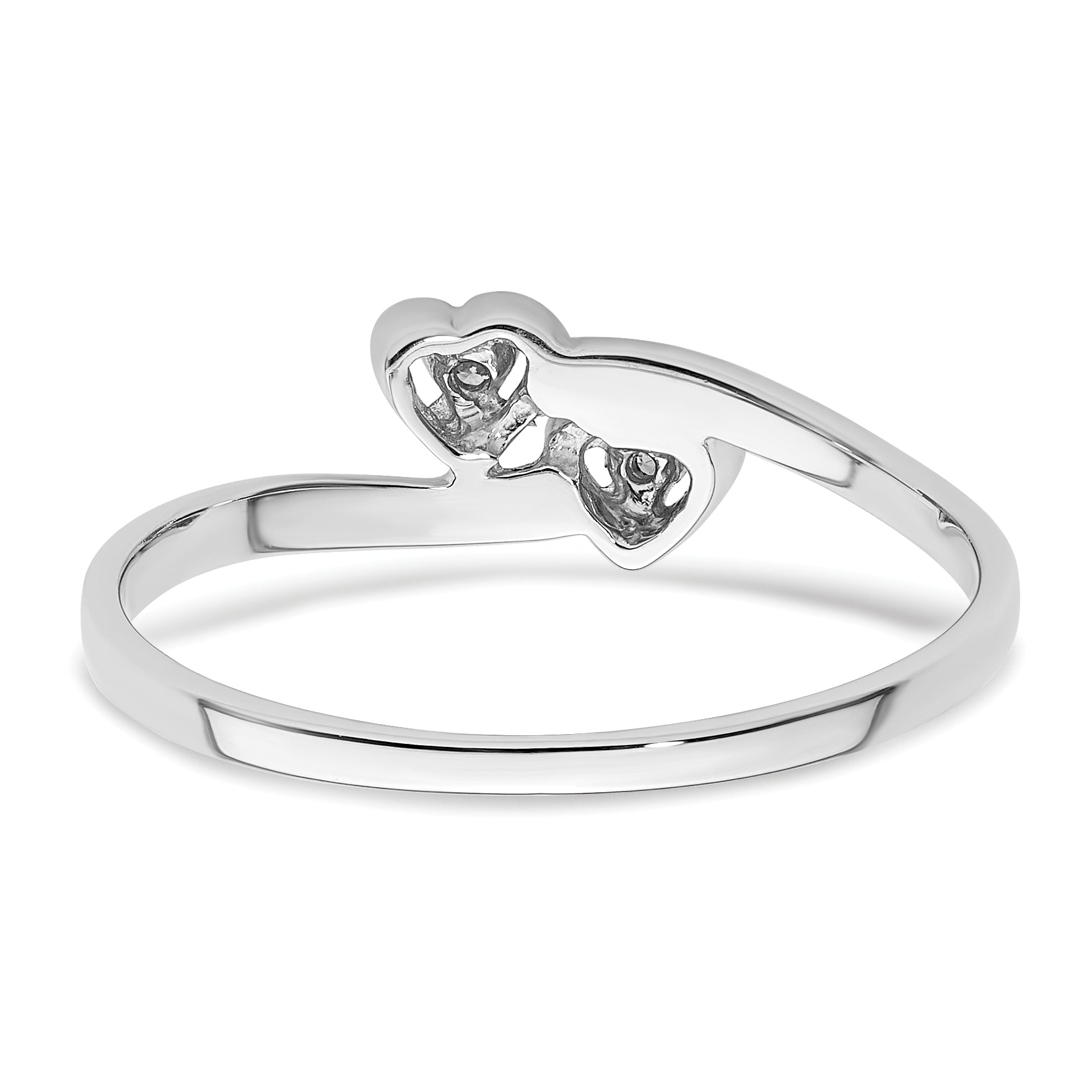 14k White Gold Polished VS Diamond Two Hearts Ring Y1836VS