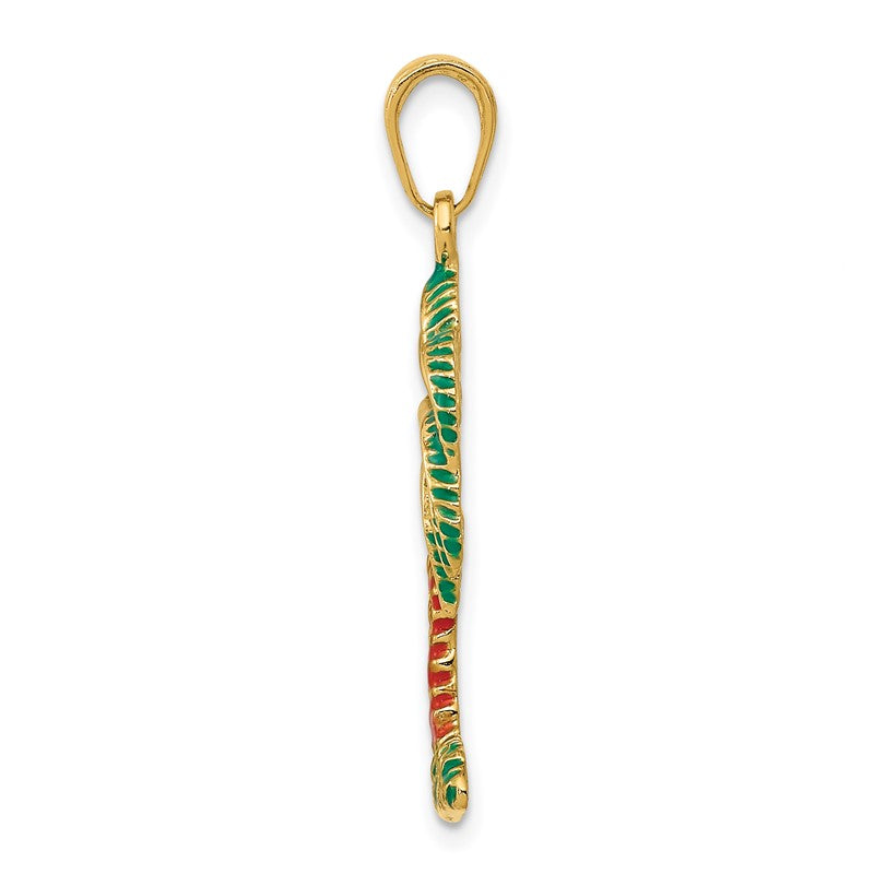 14k Enameled Palm Tree Pendant K2897