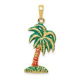 14k Enameled Palm Tree Pendant K2897