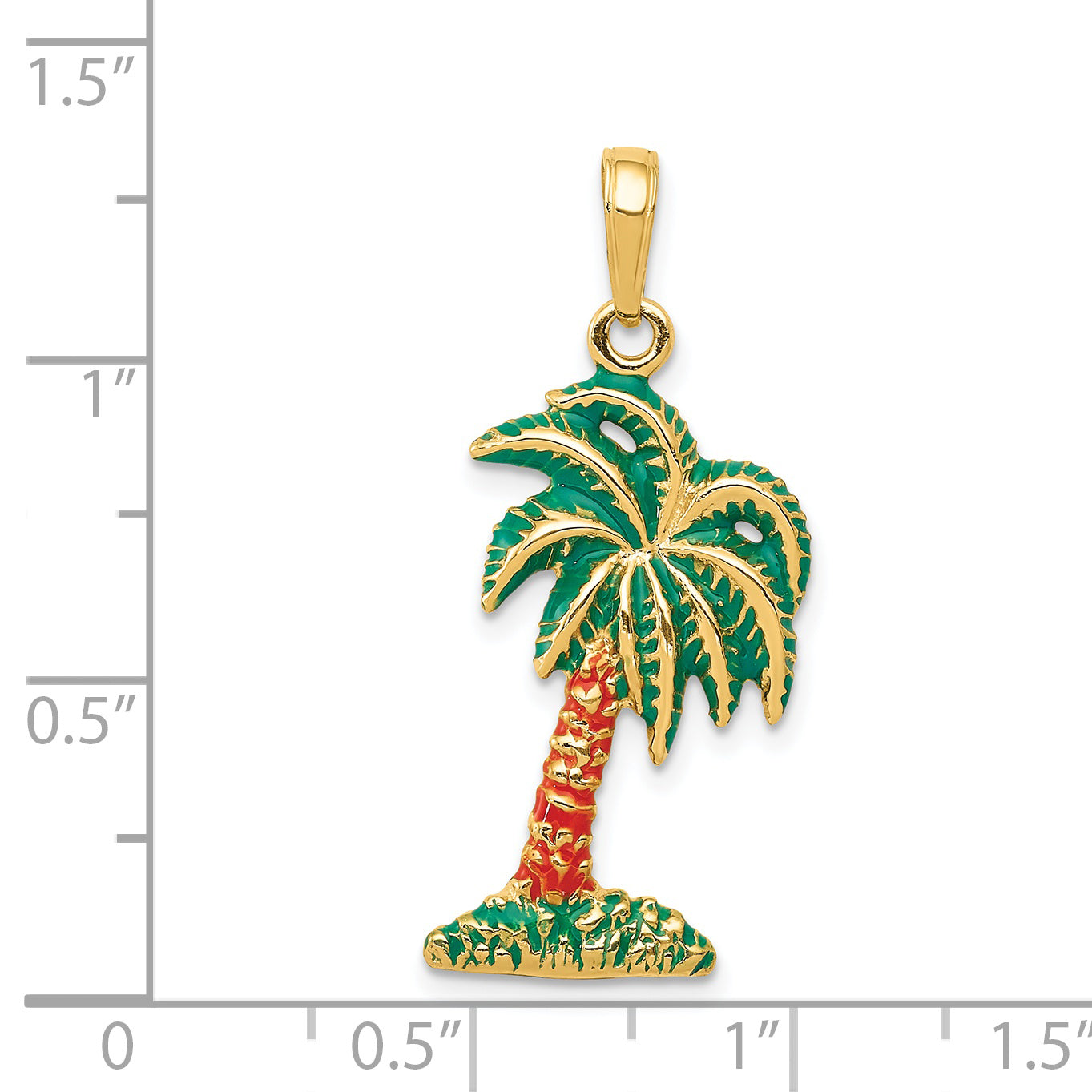 14k Enameled Palm Tree Pendant K2897