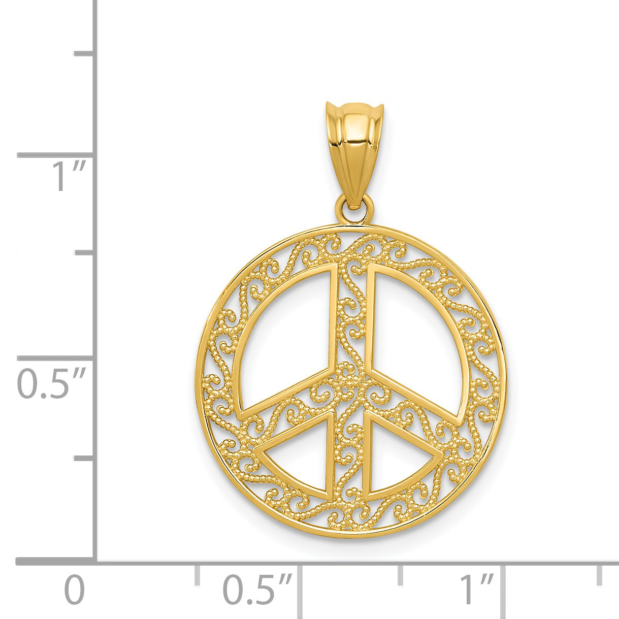 14k Filigree Peace Sign Pendant K4105