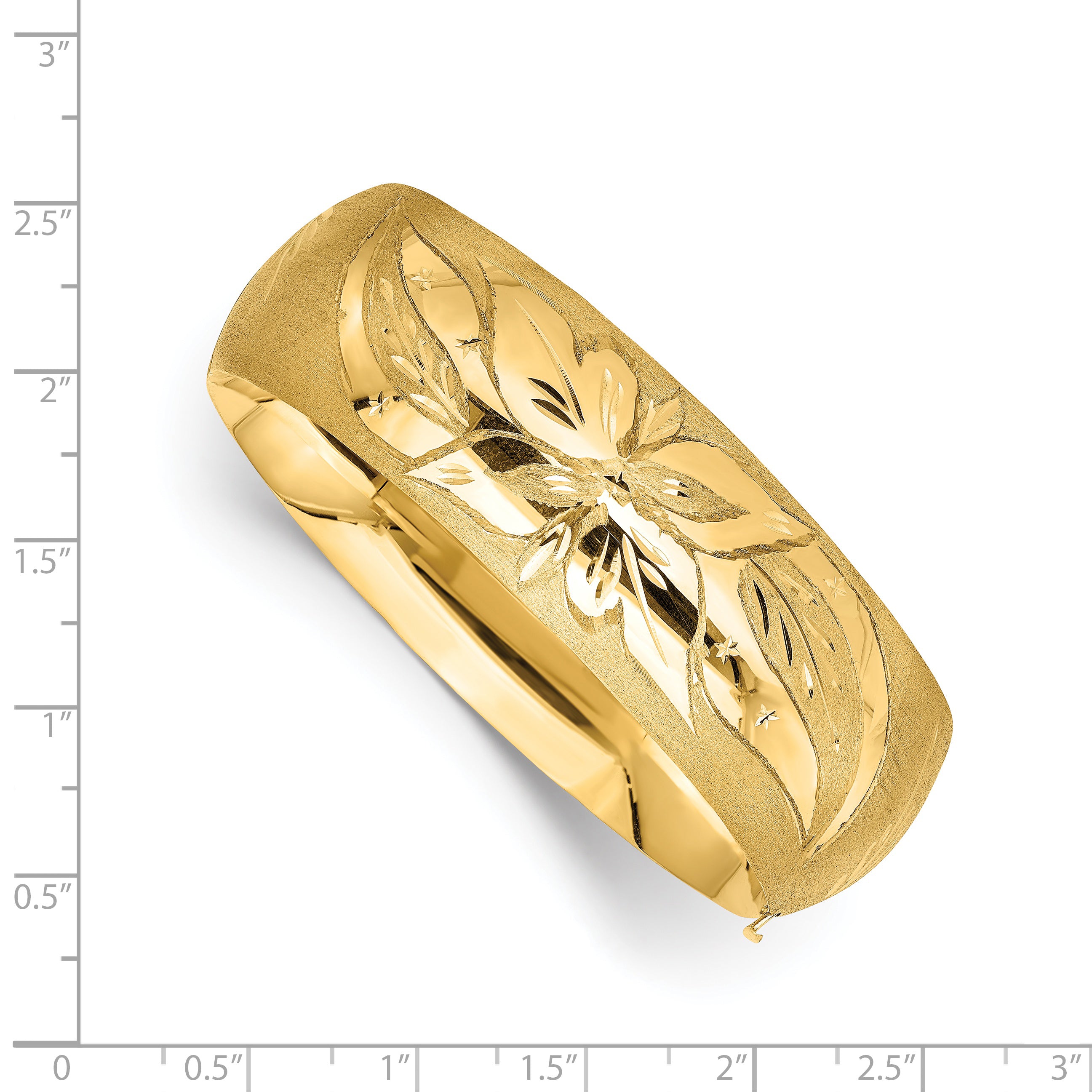 14k 13/16 Oversize Florentine Engraved 20.00mm Hinged Round Bangle Bracelet FE13/16O