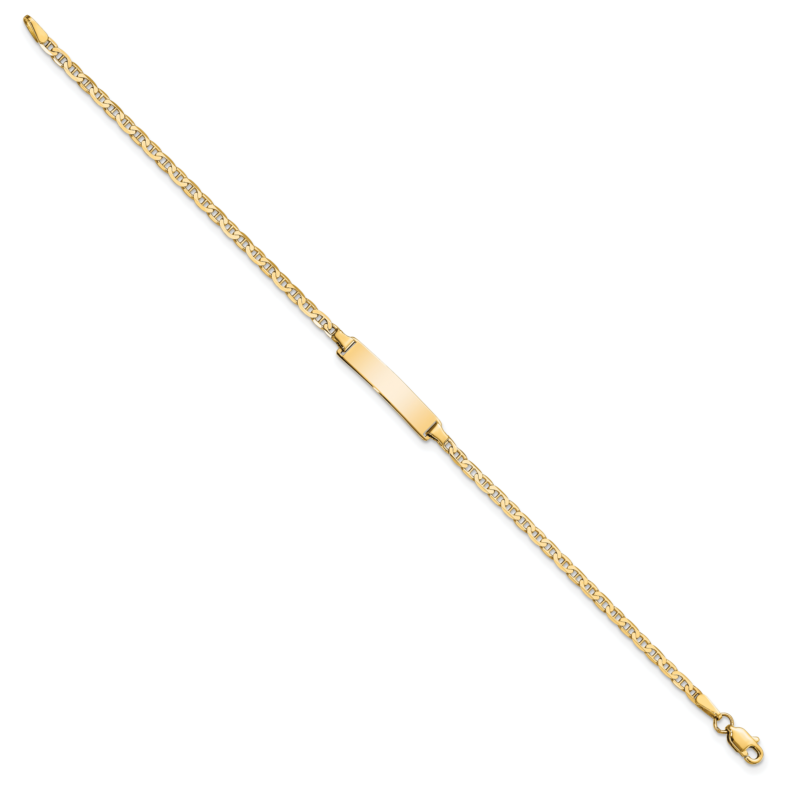14k Polished Solid Chain/Solid Plate Flat Anchor Link 22.5x4.5mm Plate 7 inch ID Bracelet LID71