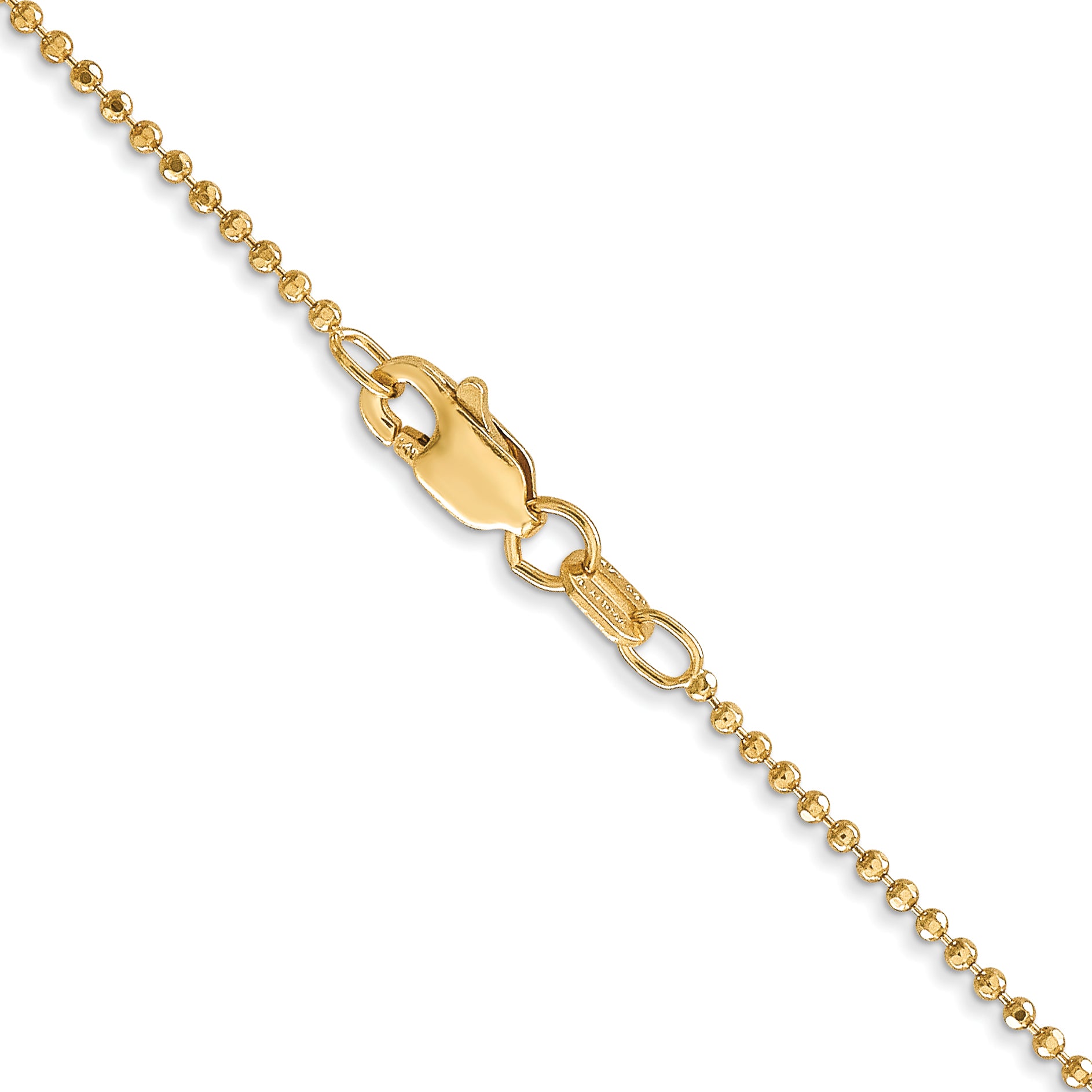 14K 10 inch 1.2mm Diamond-cut Beaded with Lobter Clasp Anklet PEN247
