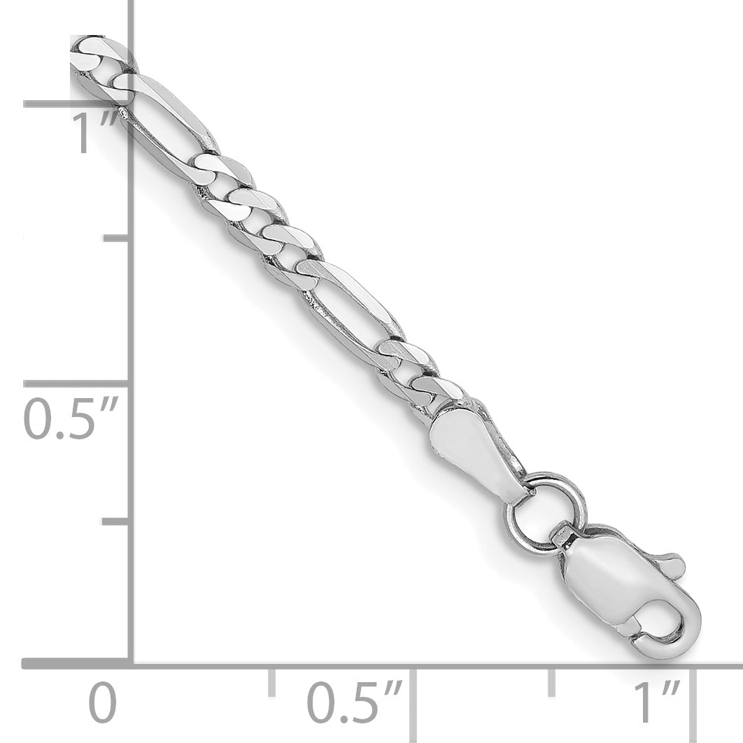 14K White Gold 10 inch 2.75mm Flat Figaro with Lobster Clasp Anklet WFIG070