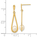 14k 5-6mm White Rice Freshwater Cultured Pearl Post Dangle Earrings XF668E