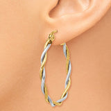 14k Two-tone Polished 1.8mm Twisted Hoop Earrings TC152