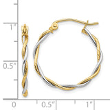 14k Two-tone Polished 1.8mm Twisted Hoop Earrings TC152