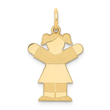 14k The Kids Small Girl with Ponytails Engravable Love Charm XK1110Y