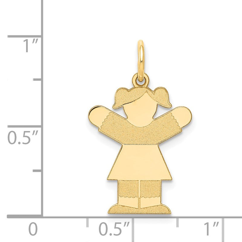 14k The Kids Small Girl with Ponytails Engravable Love Charm XK1110Y