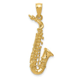 14k Solid Polished 3-D Saxophone Pendant C2281
