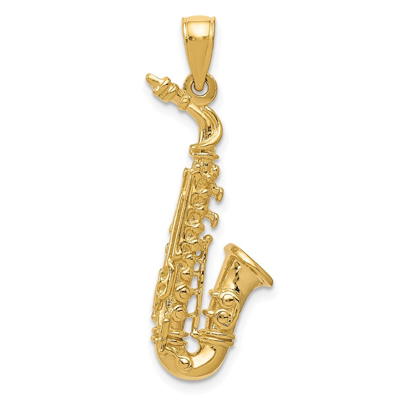 14k Solid Polished 3-D Saxophone Pendant C2281