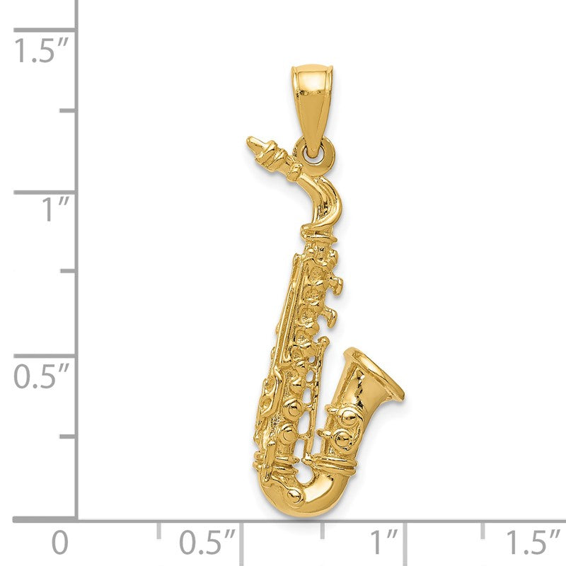 14k Solid Polished 3-D Saxophone Pendant C2281