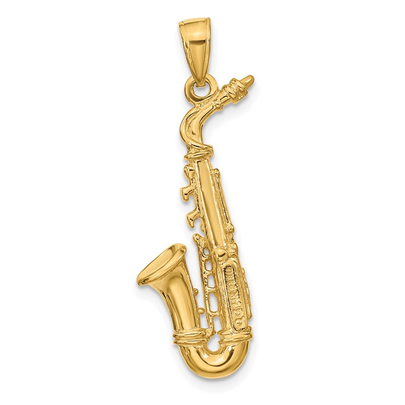 14k Solid Polished 3-D Saxophone Pendant C2281