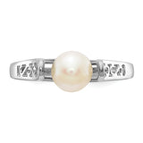 14k White Gold 6mm White Freshwater Cultured Pearl Filigree Ring Y1846PL