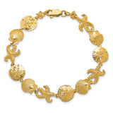 14k Polished Seashell Theme 7.25 inch Bracelet FB1143