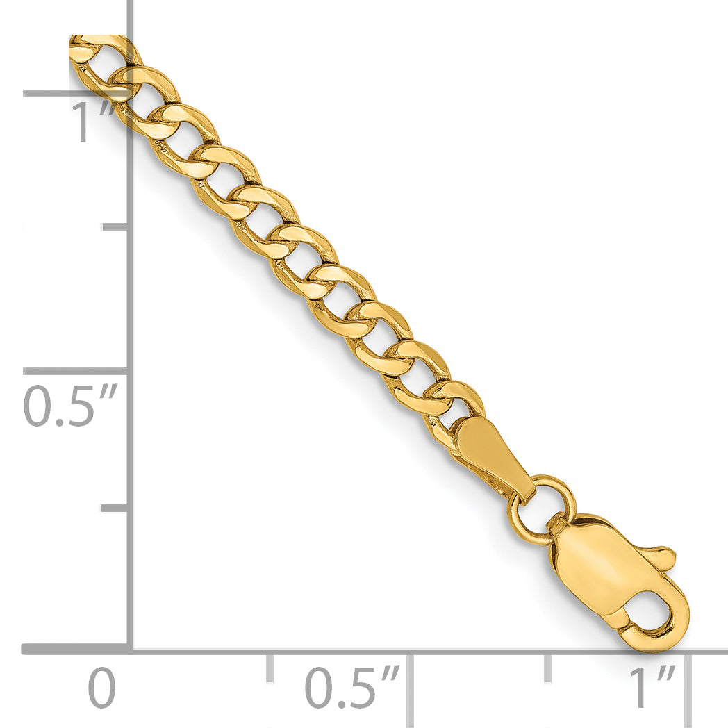14K 10 inch 2.85mm Semi-Solid Curb with Lobster Clasp Anklet BC192
