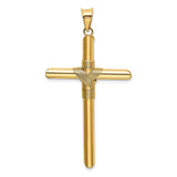 14K Polished with Center Wrap Tube Cross Pendant K6185