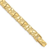14k Polished and Textured 9.5mm 7 inch Nugget Bracelet NB10