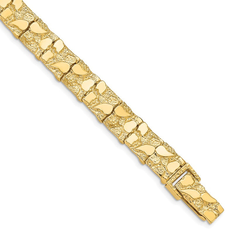 14k Polished and Textured 9.5mm 7 inch Nugget Bracelet NB10