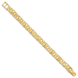 14k Polished and Textured 9.5mm 7 inch Nugget Bracelet NB10