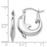 14k White Gold Polished Dolphin Hoop Earrings TC505