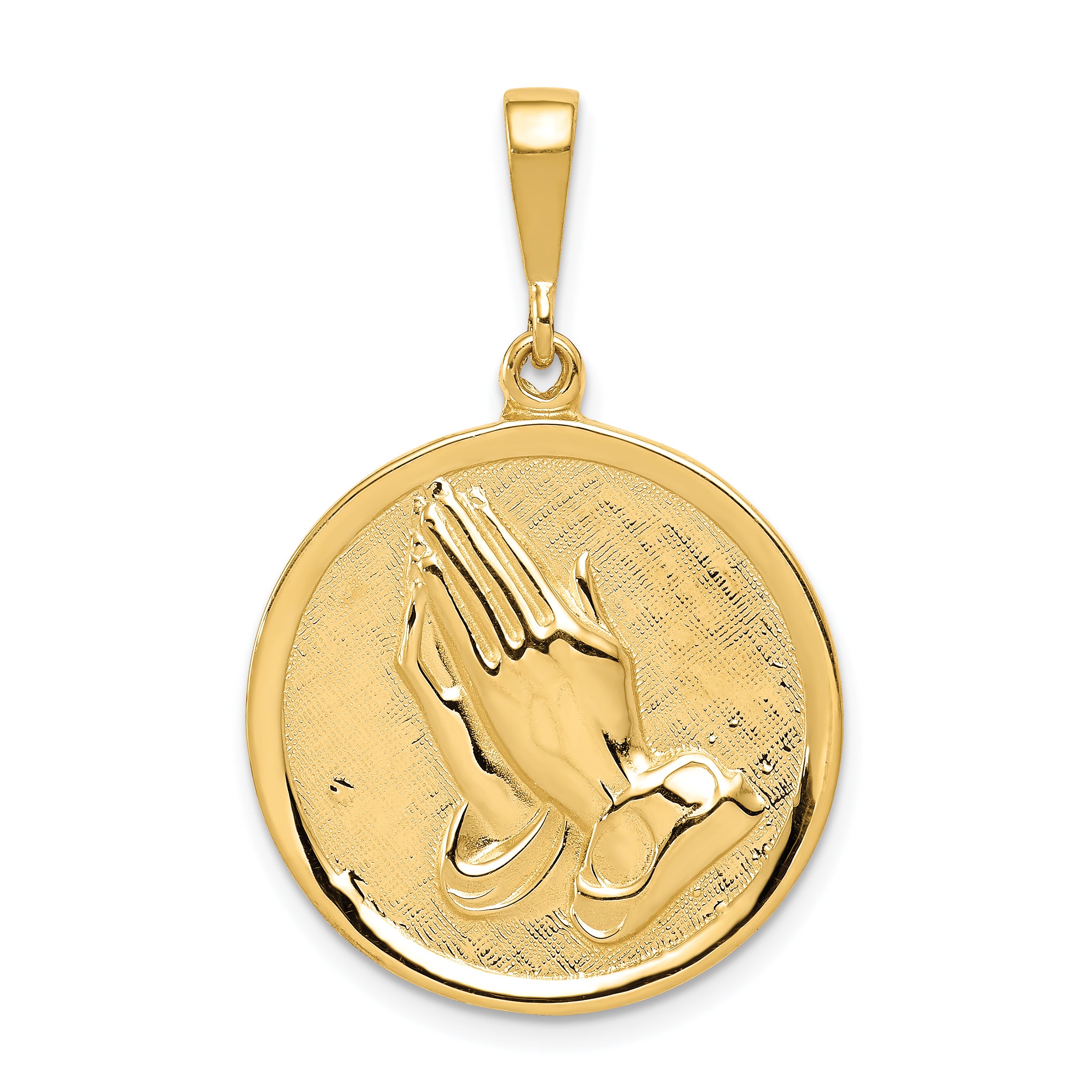 14K Reversible Praying Hands and Serenity Prayer Pendant C1308