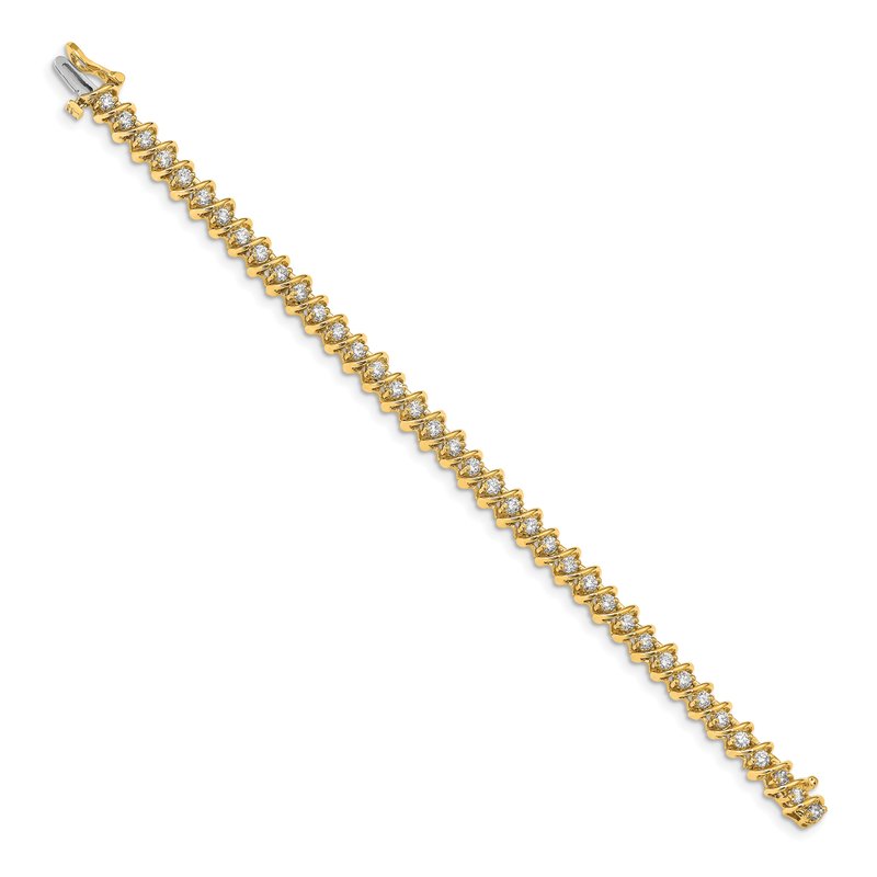 14k Complete 2.25 carat Round AAA Diamond Fancy Spiral 7 inch Tennis Bracelet X2003AAA
