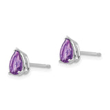 14k White Gold 6x4mm Pear Amethyst Post Earrings XE79WAM