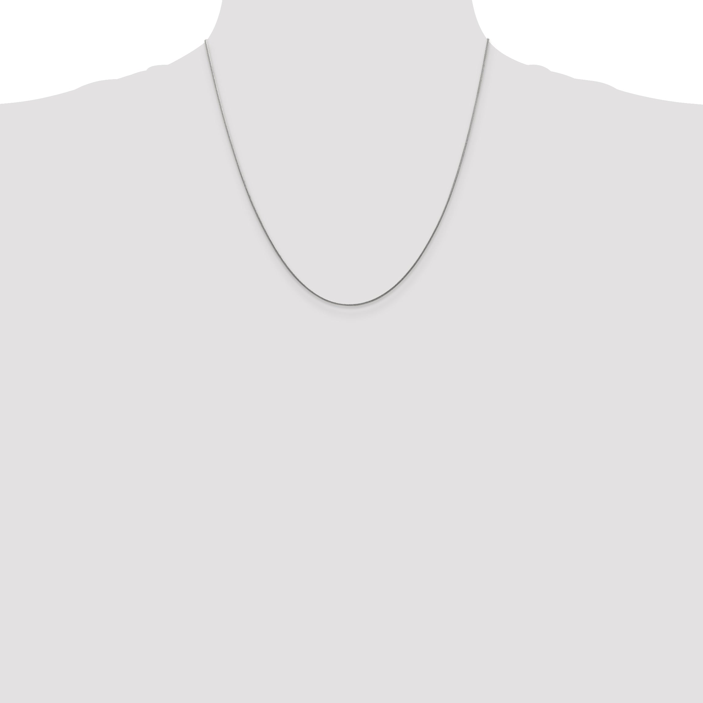 14K White Gold 14 inch .8mm Round Snake with Lobster Clasp Chain WSNA060