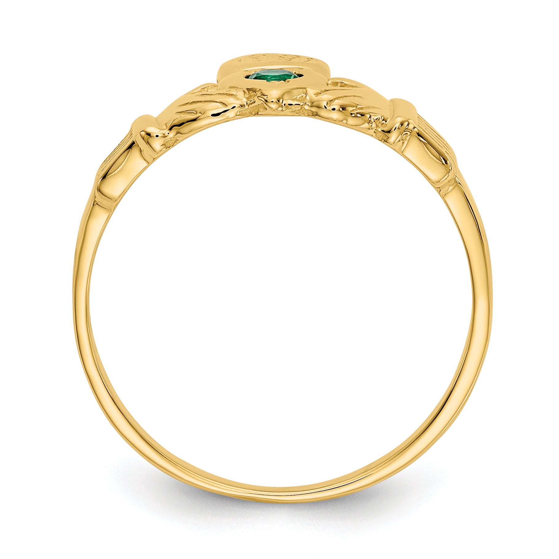 14k Green CZ Claddagh Ring XCH329