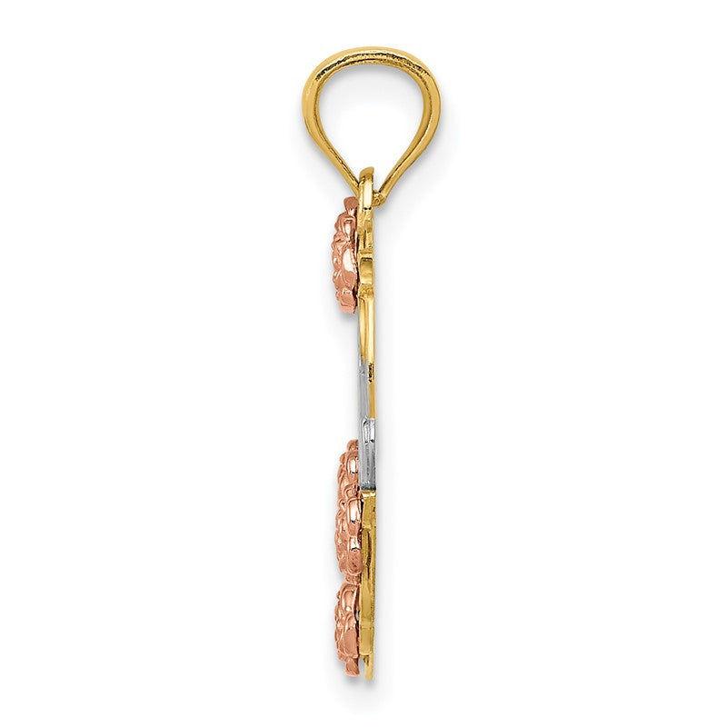14k Two-tone with White Rhodium MOM Heart Pendant K2657