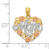 14k Two-tone with White Rhodium MOM Heart Pendant K2657