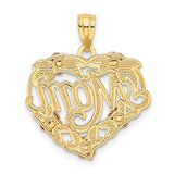 14k Two-tone with White Rhodium MOM Heart Pendant K2657