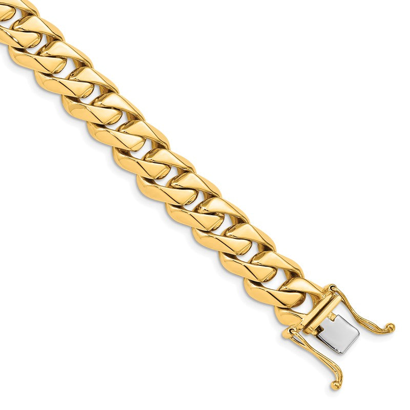 14K 20 inch 11mm Hand Polished Fancy Traditional Link with Box Catch Clasp Chain LK120