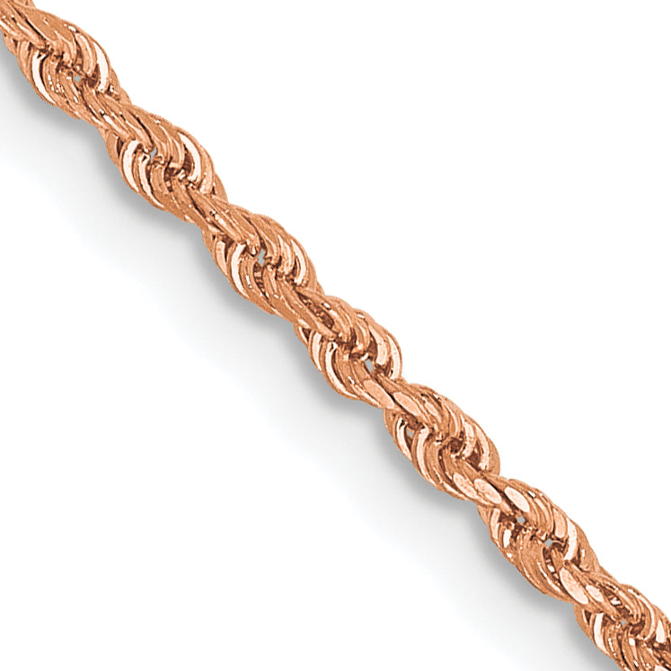 14K Rose Gold 10 inch 1.5mm Diamond-cut Rope with Lobster Clasp Anklet 012R