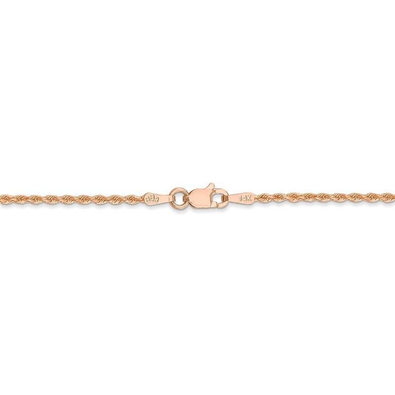 14K Rose Gold 10 inch 1.5mm Diamond-cut Rope with Lobster Clasp Anklet 012R