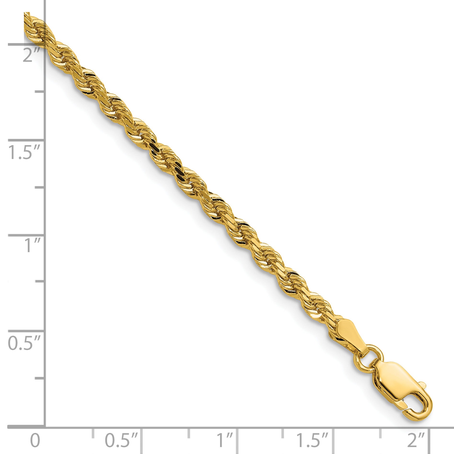14K 36 inch 3mm Diamond-cut Rope with Lobster Clasp Chain 023L