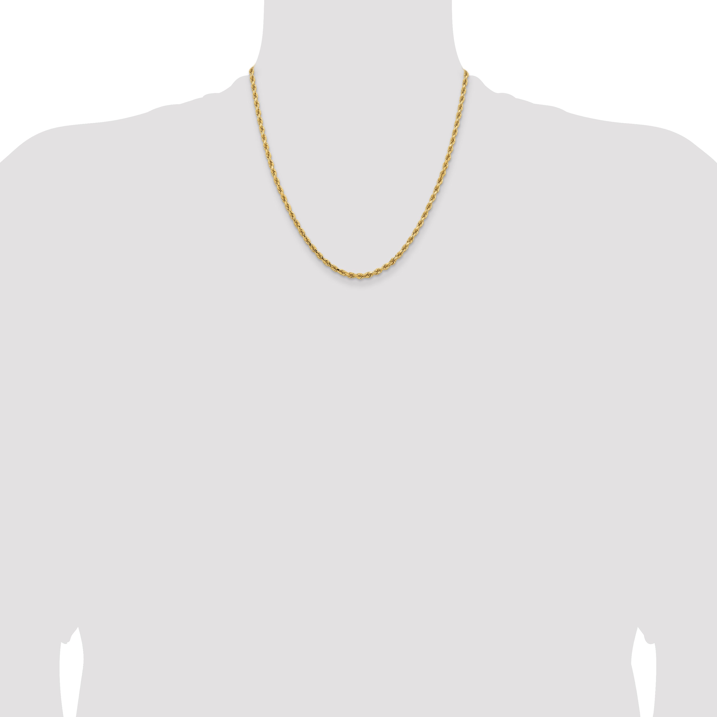 14K 26 inch 3.25mm Diamond-cut Rope with Lobster Clasp Chain 024L