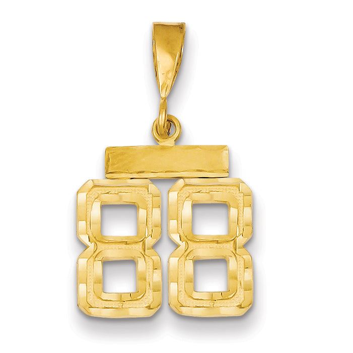14k Small Brushed Diamond-cut Number 88 Charm SN88