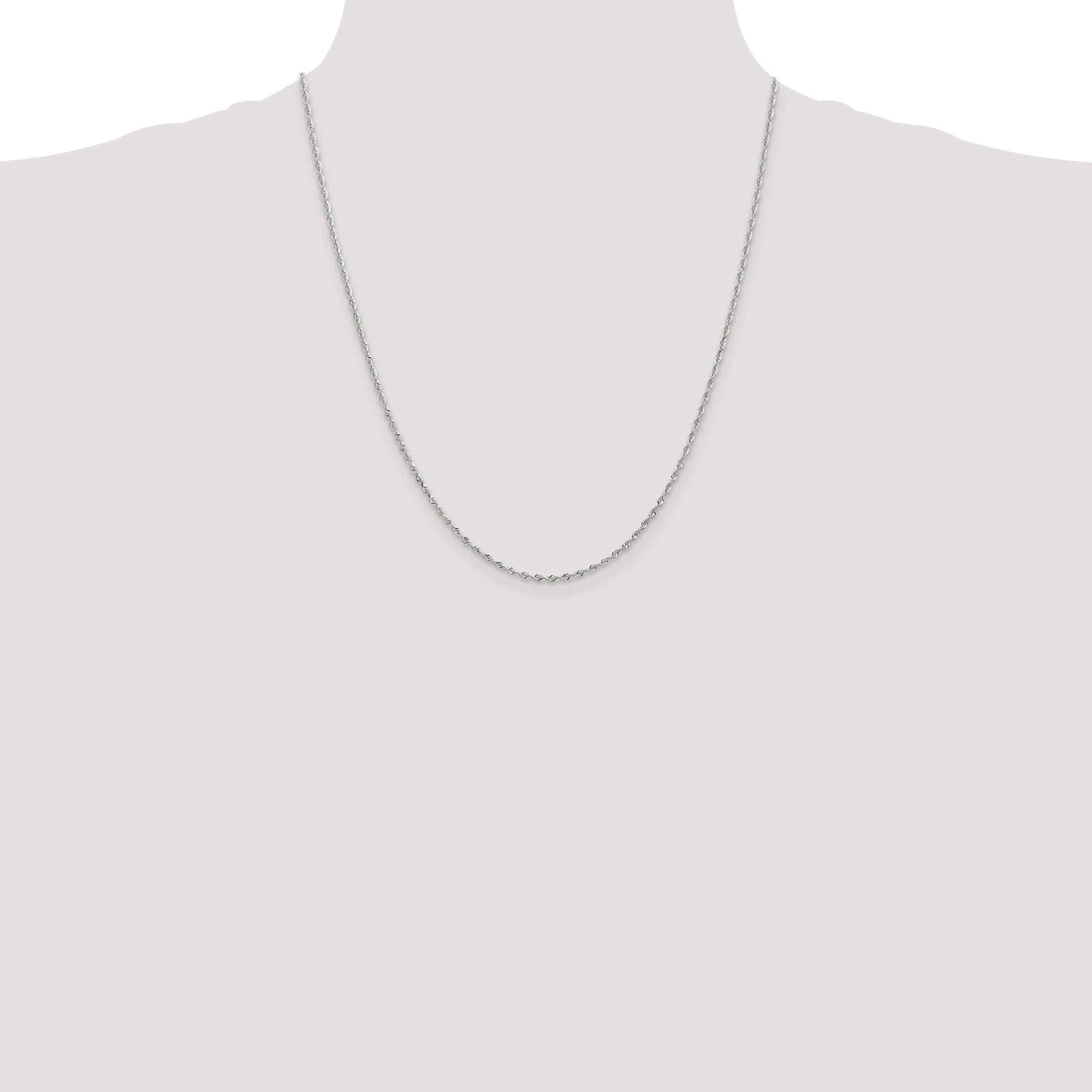 14K White Gold 10 Inch 1.85mm Diamond-cut Quadruple Rope Lobster Clasp Chain WQT014
