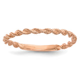 14k Rose Gold Polished Twisted Rope Ring R605
