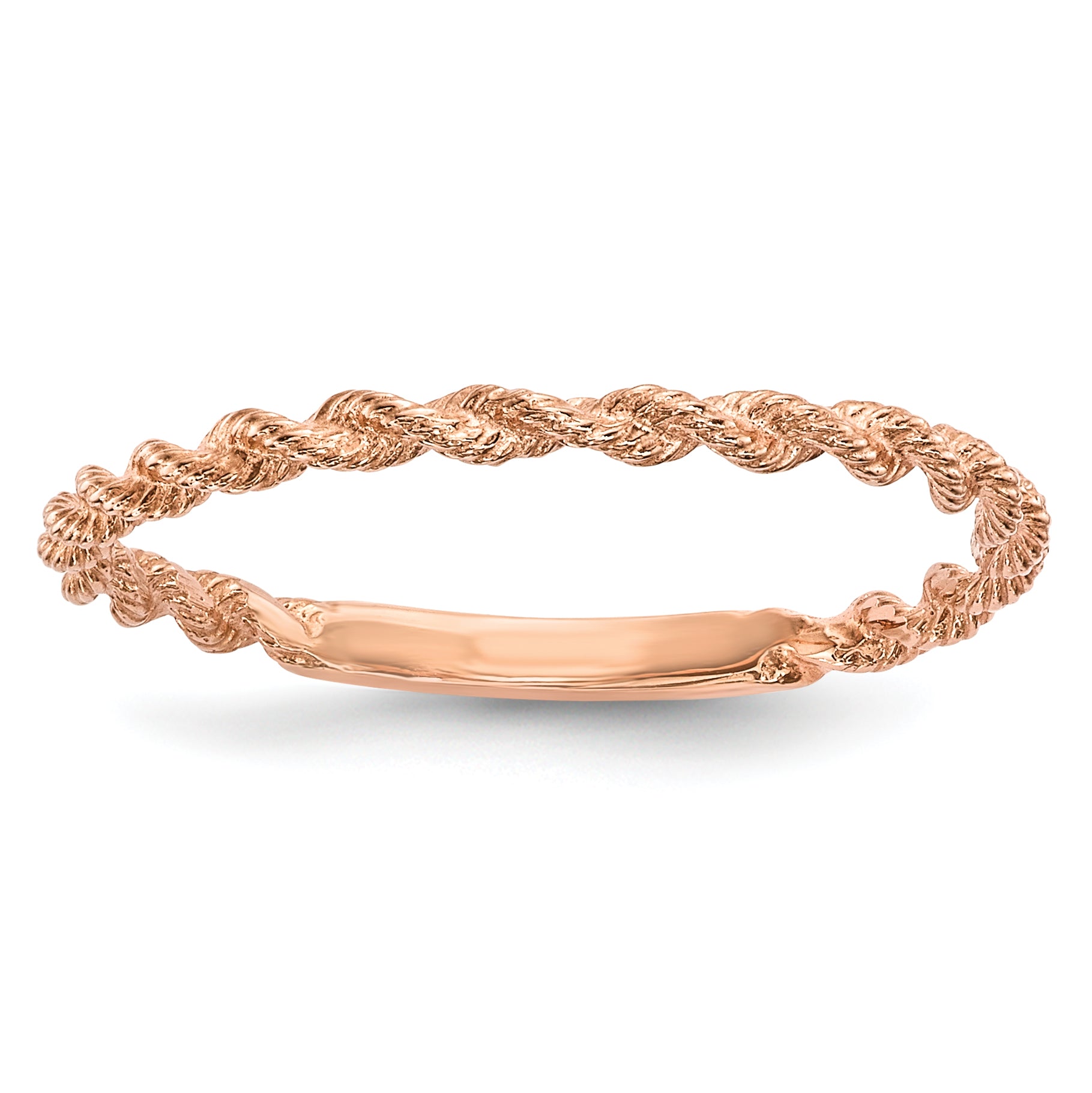 14k Rose Gold Polished Twisted Rope Ring R605